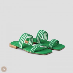 Dámské Sandály VIVAIA Square-Toe Slide Maya Zelene | CBH-6625