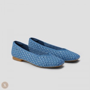 Dámské Ploché Boty VIVAIA Square-Toe V-Cut Margot 2.0 Denim Woven | IKP-8123