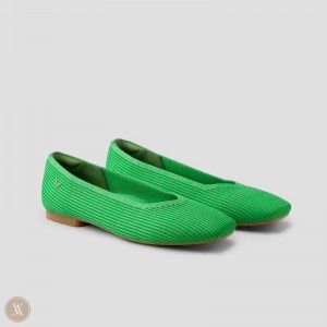Dámské Ploché Boty VIVAIA Square-Toe V-Cut Margot 2.0 Zelene | RRM-5700