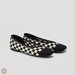 Dámské Ploché Boty VIVAIA Square-Toe V-Cut Margot 2.0 Checker | MLM-8629