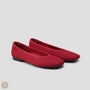 Dámské Ploché Boty VIVAIA Square-Toe V-Cut Margot 2.0 Červené | HQX-9553
