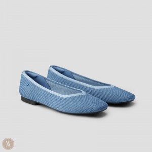 Dámské Ploché Boty VIVAIA Square-Toe V-Cut Margot 2.0 Blankyt | DKY-8549