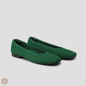 Dámské Ploché Boty VIVAIA Square-Toe V-Cut Margot 2.0 Zelene | NSY-2125