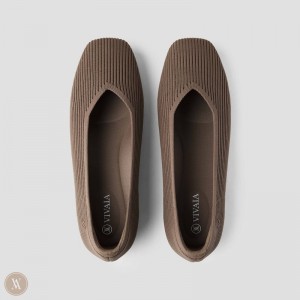 Dámské Ploché Boty VIVAIA Square-Toe V-Cut Margot 2.0 Espresso | NZB-7626
