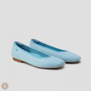 Dámské Ploché Boty VIVAIA Square-Toe V-Cut Margot 2.0 Blankyt | OVX-0428