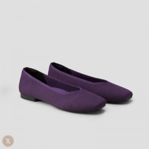 Dámské Ploché Boty VIVAIA Square-Toe V-Cut Margot 2.0 Eggplant | CTF-1883