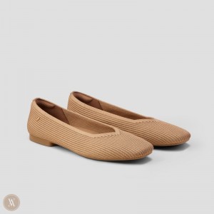 Dámské Ploché Boty VIVAIA Square-Toe V-Cut Margot 2.0 Nutmeg | UIL-7195