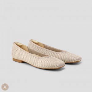 Dámské Ploché Boty VIVAIA Square-Toe V-Cut Margot 2.0 Oatmilk | QSD-2282