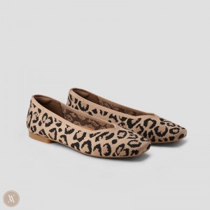 Dámské Ploché Boty VIVAIA Square-Toe V-Cut Margot 2.0 Tmavě Leopard | SFQ-7141