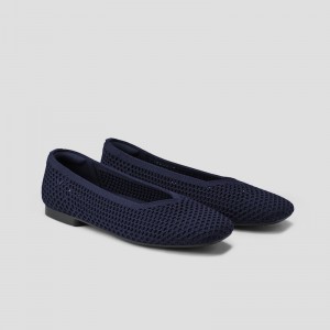 Dámské Ploché Boty VIVAIA Square-Toe V-Cut Mesh Margot 2.0 Tmavě Blankyt | HCT-4161