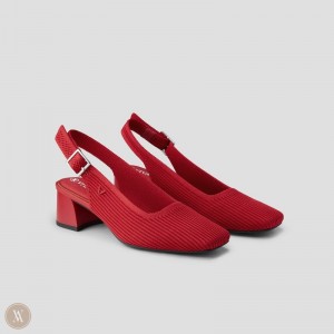 Dámské Podpatky VIVAIA Square Toe Block Melody Slingback Červené | LAF-6252
