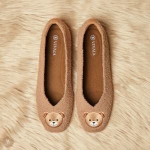 Dámské Ploché Boty VIVAIA Squared-Toe Terry Knit Margot Nutmeg - Bear | CIV-4039