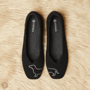 Dámské Ploché Boty VIVAIA Squared-Toe Terry Knit Margot Černé | VVT-7251