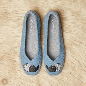 Dámské Ploché Boty VIVAIA Squared-Toe Terry Knit Margot Demin - Pumpkat | AYO-0886