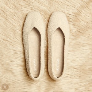 Dámské Ploché Boty VIVAIA Squared-Toe Terry Knit Margot Krém Bílé | WDY-9652