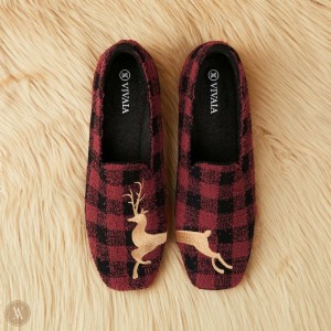 Dámské Mokasíny VIVAIA Squared-Toe Terry Knit Samantha Červené | CUE-2994