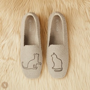 Dámské Mokasíny VIVAIA Squared-Toe Terry Knit Samantha Latte - Cat | YFT-1335