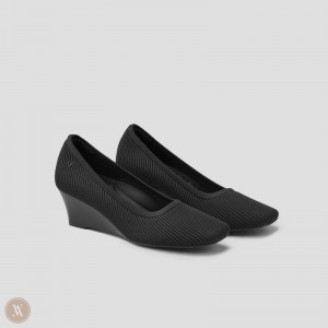 Dámské Podpatky VIVAIA Square-toe Klín Margot Klínku Pro Černé | GXV-3479
