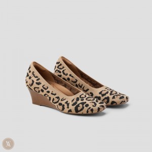 Dámské Podpatky VIVAIA Square-toe Klín Margot Klínku Pro Tmavě Leopard | NIZ-5527